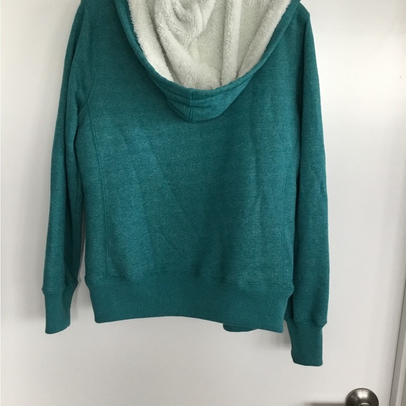 Faded Glory Jacket Coat Green Hoodie White Faux Fur Size Medium $30 - Picture 12 of 13